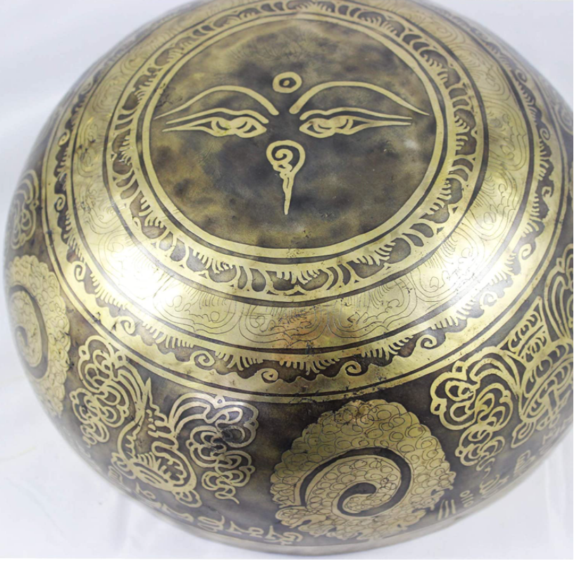 NHZ Antique design 9.5" mantra carved tibetan singing bowl image 2