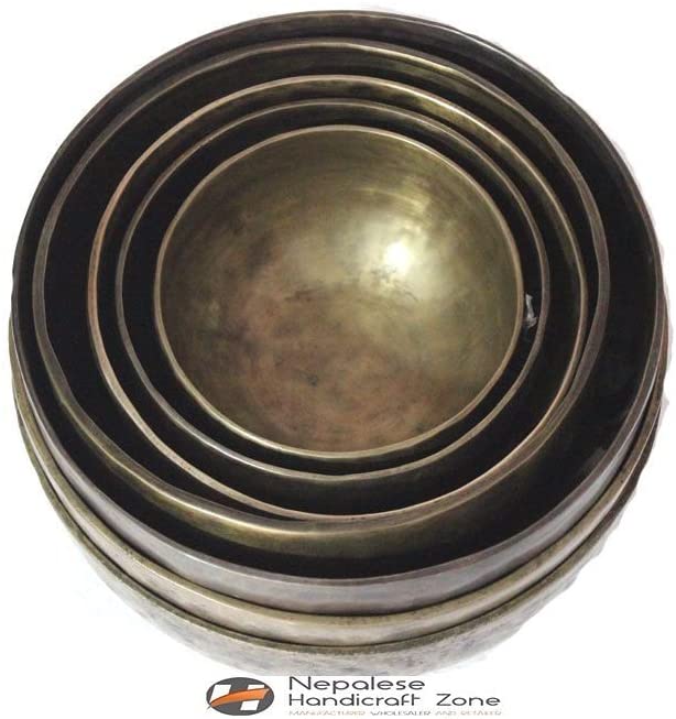 NHZ Antique Finished Chakra Healing Tibetan Singing Bowl Set of 7 image 3