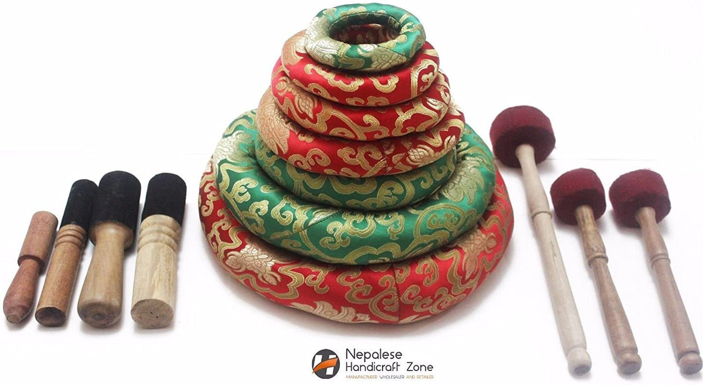 NHZ Chakra Healing Tibetan Plain Singing Bowl Set - 7 image 4
