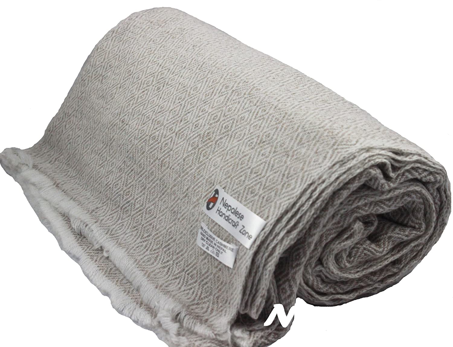 NHZ Natural Himalayan Cashmere Throw/ Blanket 54" x 108"(Diamond Pattern) image 1