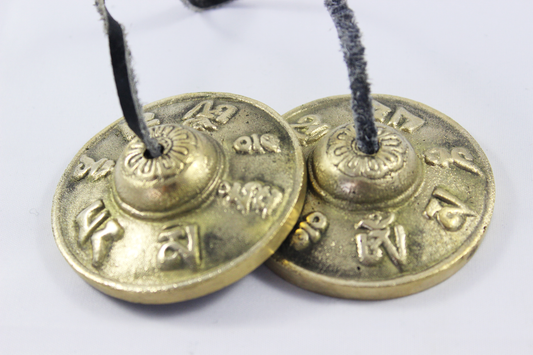 2.5" Om mane padme embossed NHZ Tingsha image 1