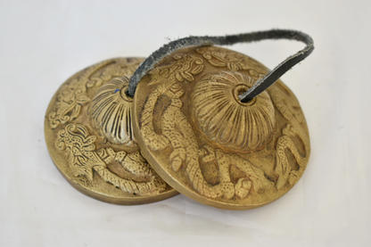 2.8" Bronze Dragon embossed NHZ Tingsha image 2