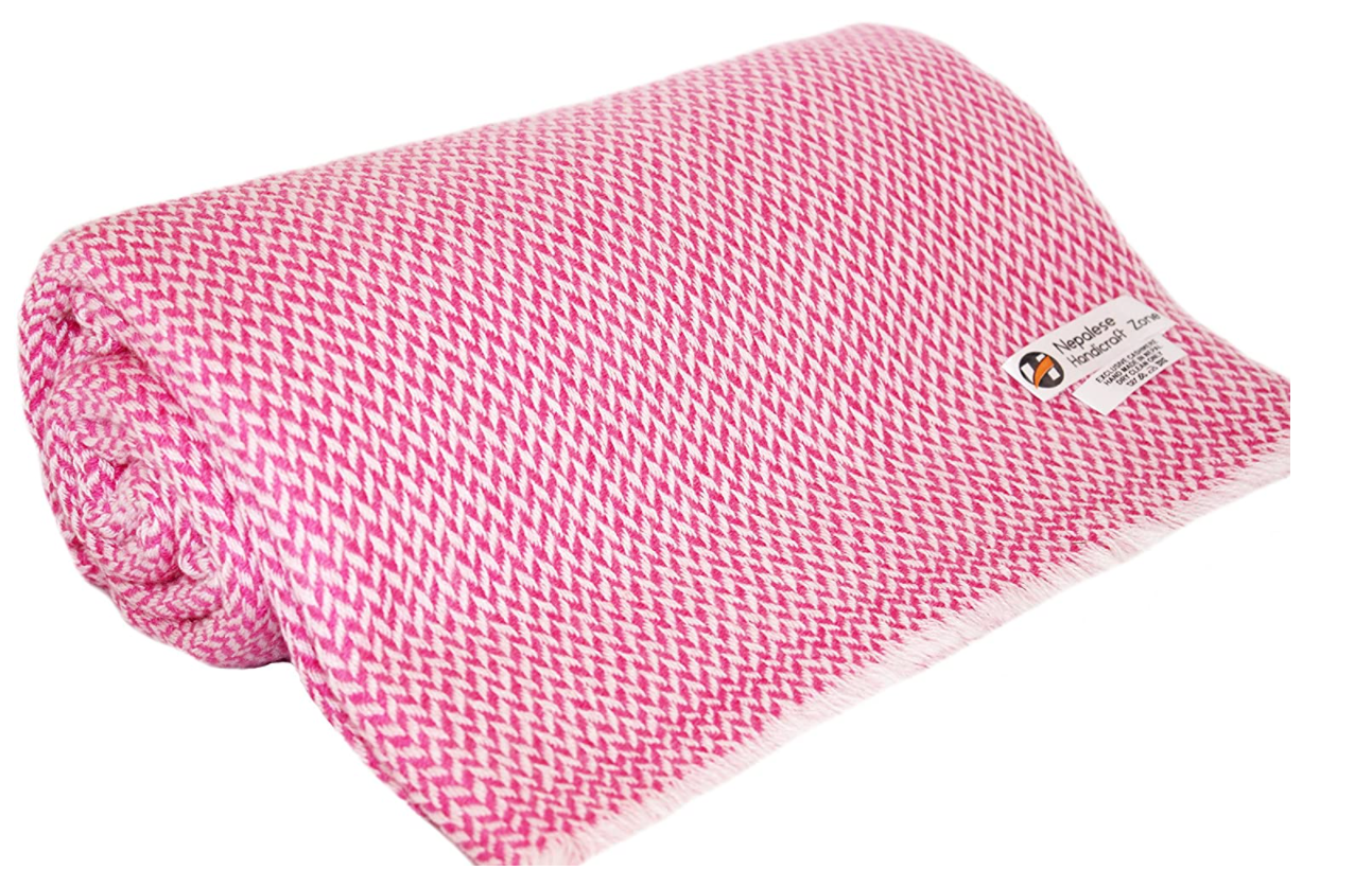 NHZ Natural Himalayan Cashmere Throw/ Blanket 54" x 108"(Brown Chunky) image 11