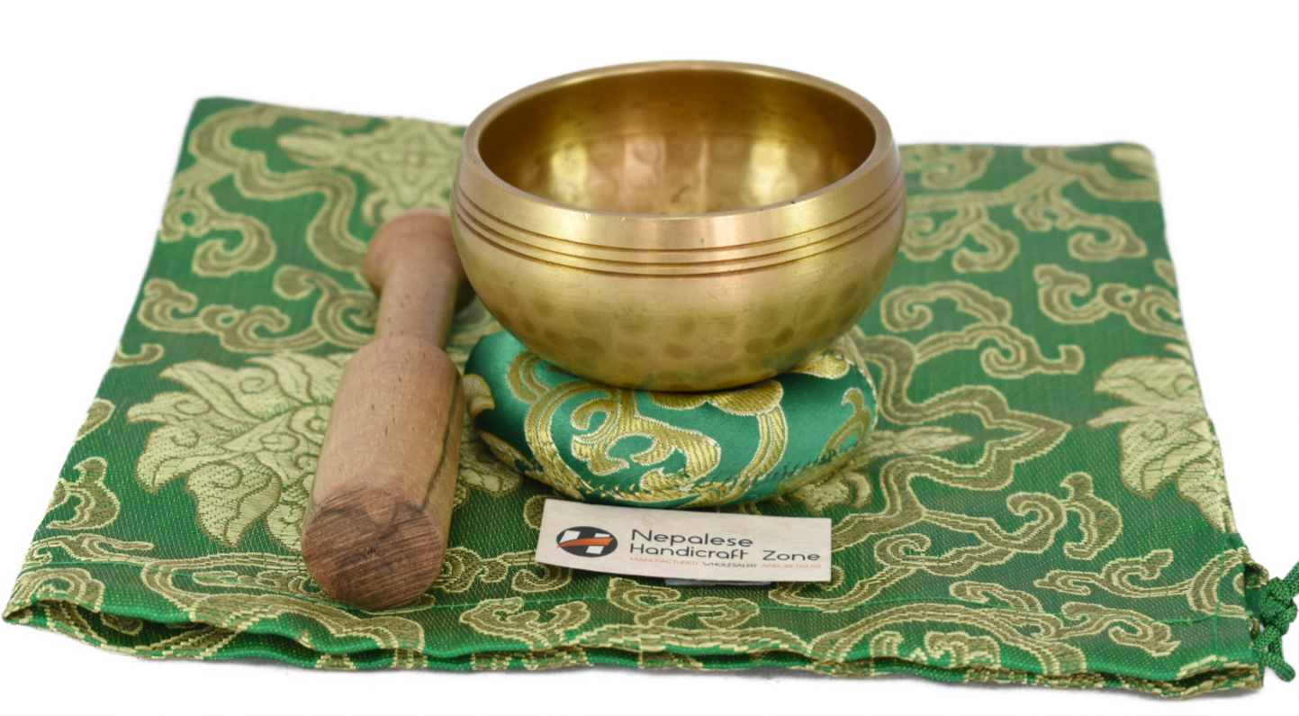 NHZ 3 Inch Meditation Yoga Singing Bowl Set With Mallet, Cushion & Brocade Bag image 2
