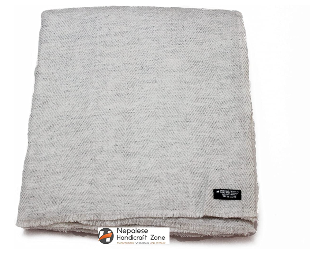 NHZ Natural Himalayan Cashmere Throw/ Blanket 54" x 108"(Herringbone Pattern) image 7