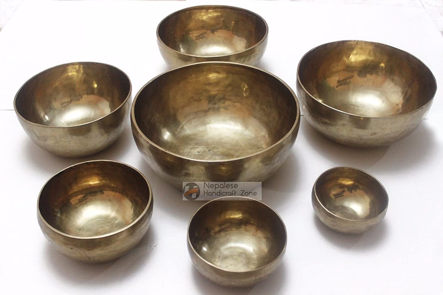 NHZ Chakra Healing Tibetan Plain Singing Bowl Set - 7 image 1