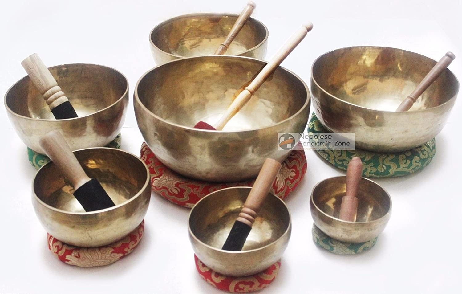 NHZ Chakra Healing Tibetan Plain Singing Bowl Set - 7 image 0