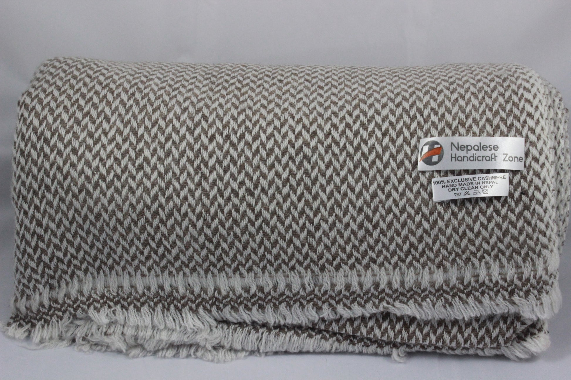 NHZ Natural Himalayan Cashmere Throw/ Blanket 54" x 108"(Ivory Chunky) image 7