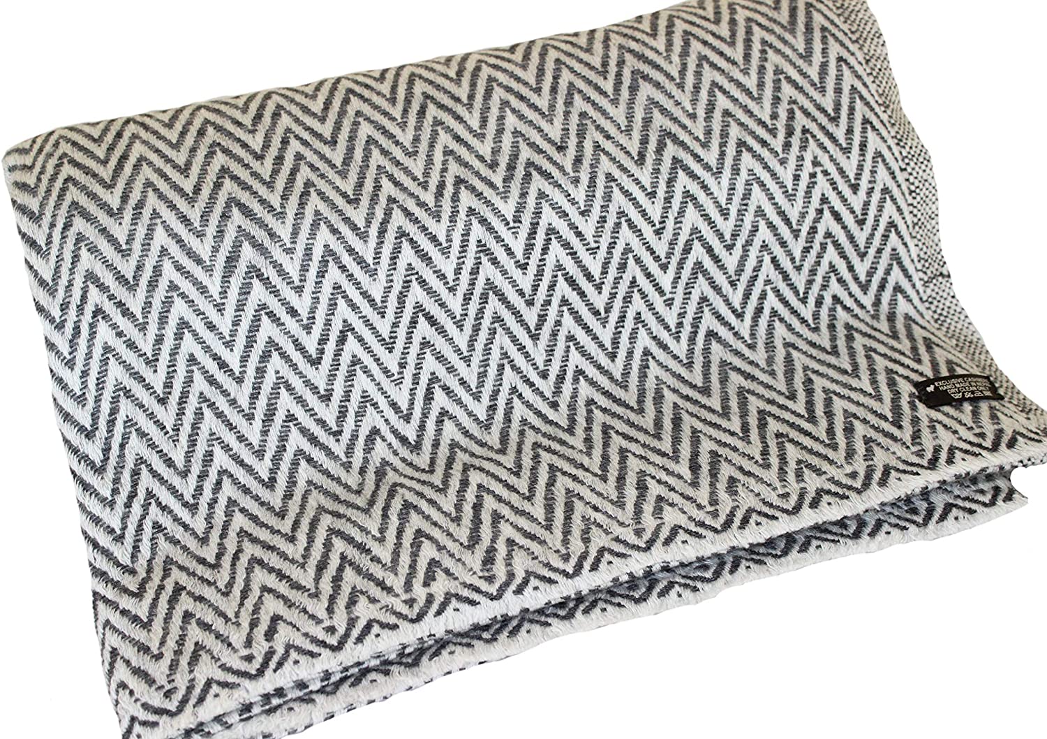 NHZ Natural Himalayan Cashmere Throw/ Blanket 54" x 108"(Chevron Pattern) image 0