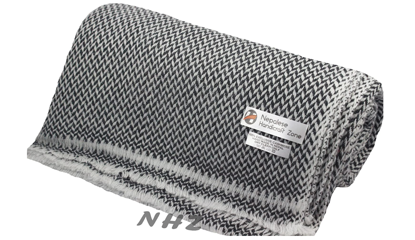 NHZ Natural Himalayan Cashmere Throw/ Blanket 54" x 108"(Brown Chunky) image 9