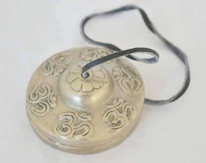 2.5" Om embossed silver NHZ Tingsha image 5