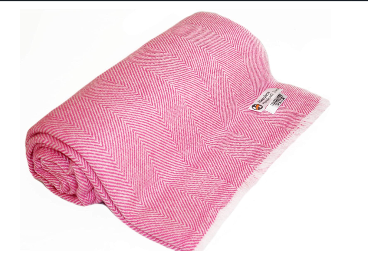 NHZ Natural Himalayan Cashmere Throw/ Blanket 54" x 108"(Herringbone Pattern) image 6