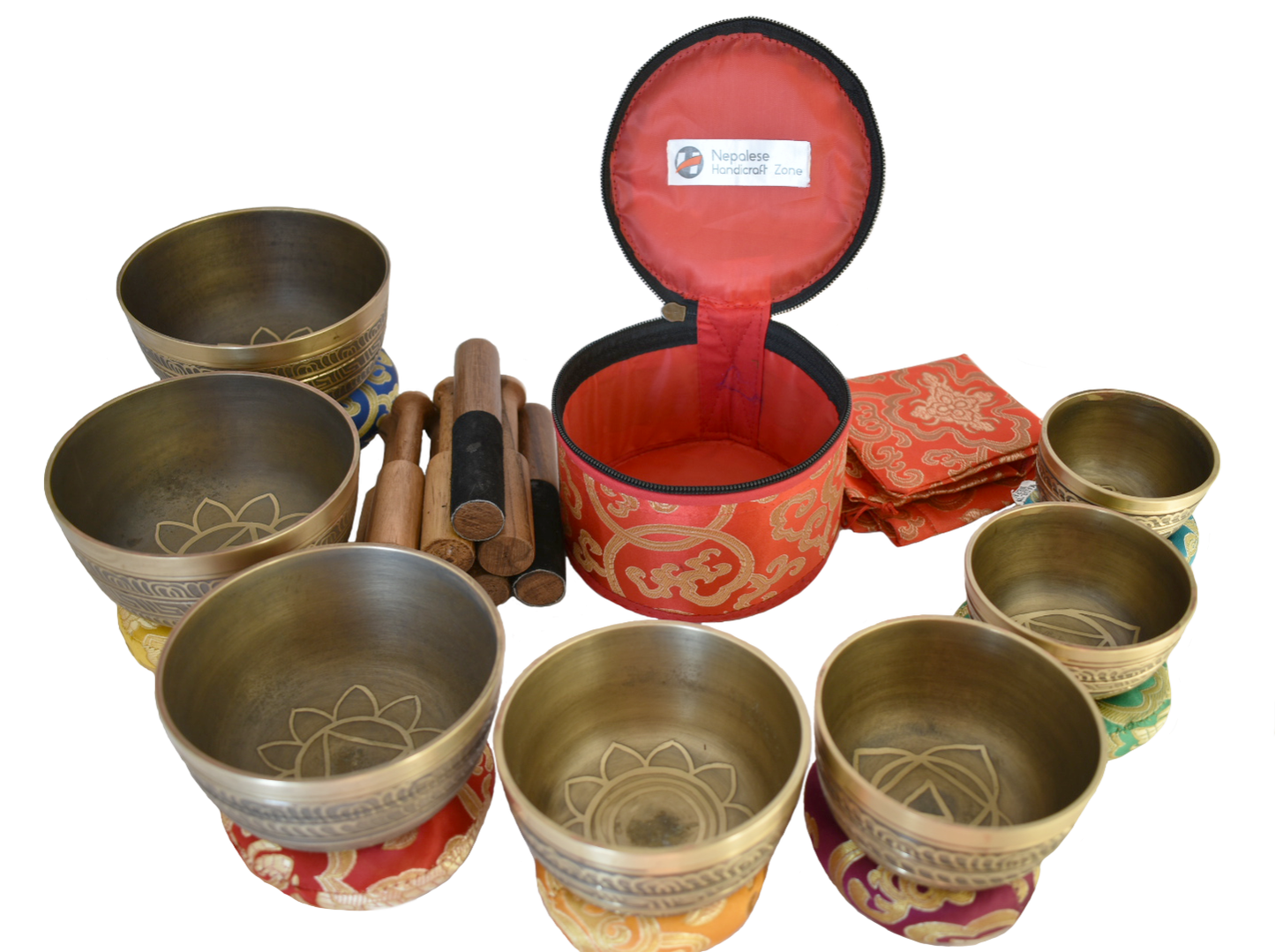 NHZ Chakra Healing Tibetan Singing Bowl Set of 7 for Meditation- Himalayan Singi image 0