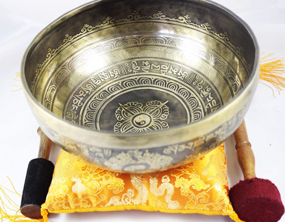 NHZ Antique design 9.5" mantra carved tibetan singing bowl image 0