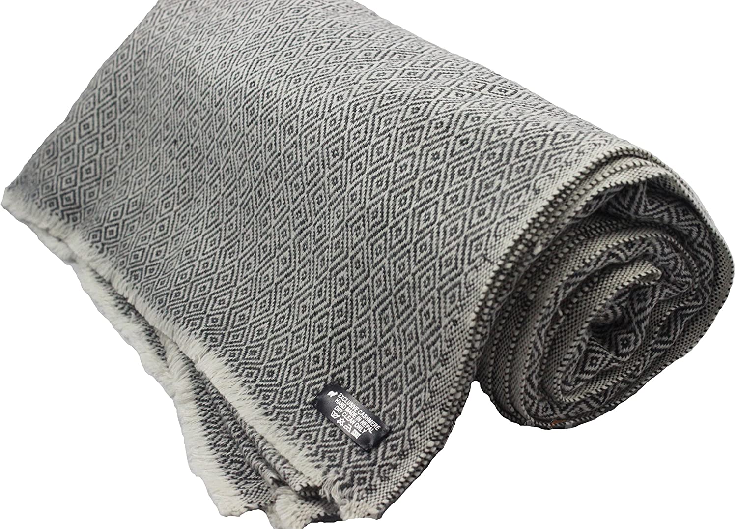 NHZ Natural Himalayan Cashmere Throw/ Blanket 54" x 108"(Diamond Pattern) image 0
