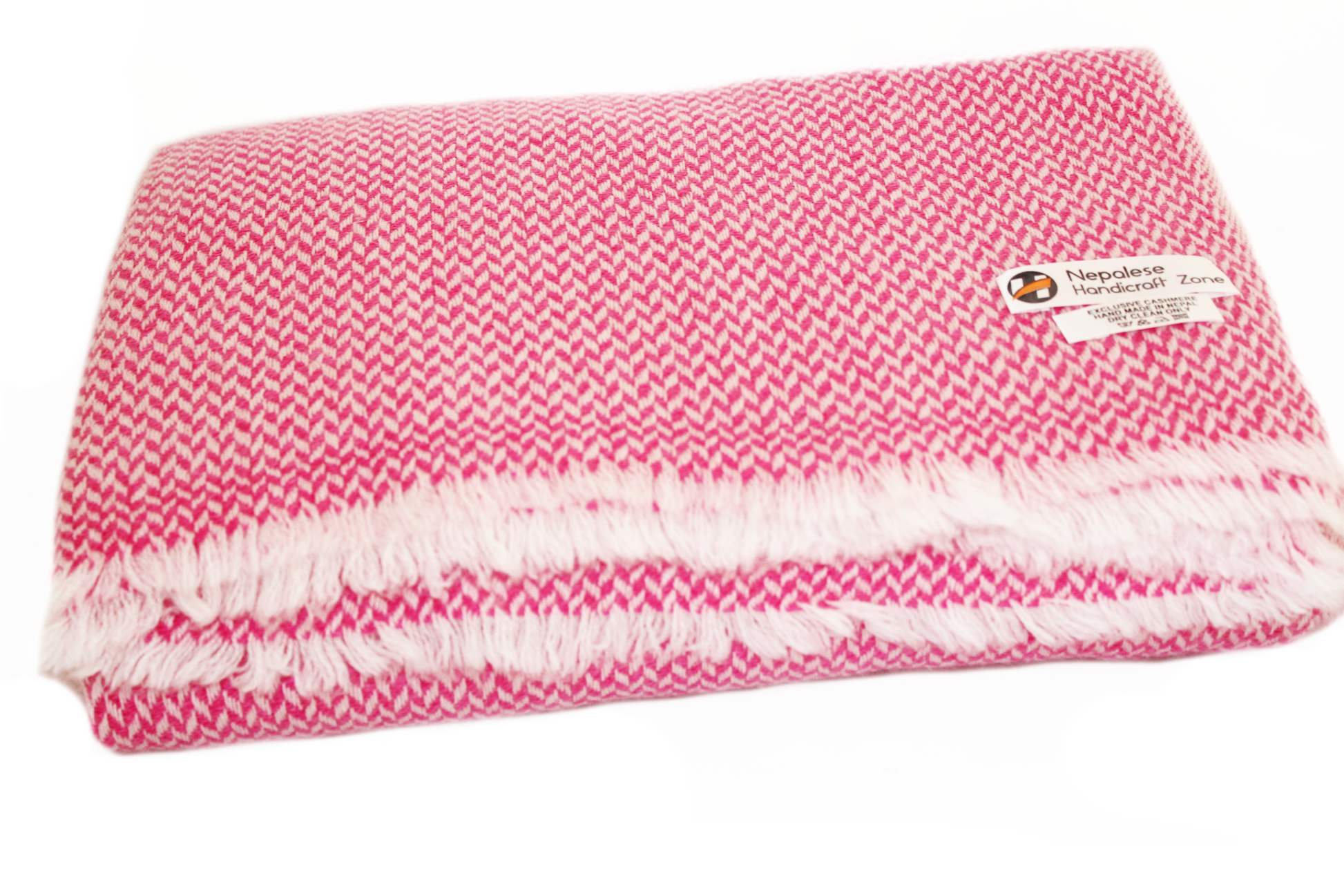 NHZ Natural Himalayan Cashmere Throw/ Blanket 54" x 108"(Pink Chunky) image 1