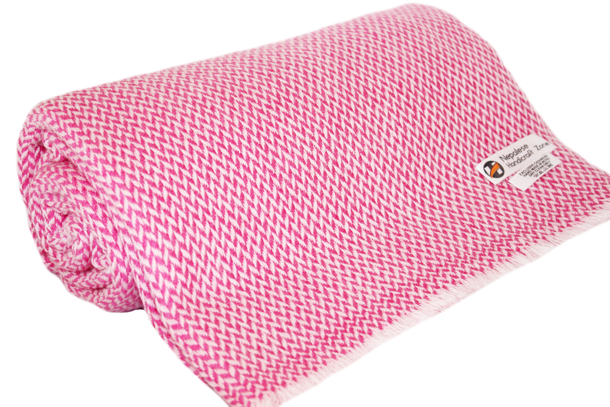 NHZ Natural Himalayan Cashmere Throw/ Blanket 54" x 108"(Pink Chunky) image 0