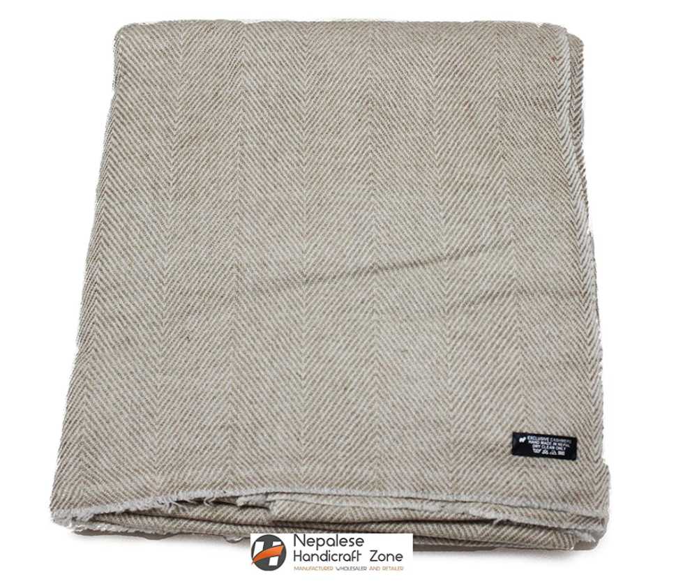 NHZ Natural Himalayan Cashmere Throw/ Blanket 54" x 108"(Herringbone Pattern) image 8