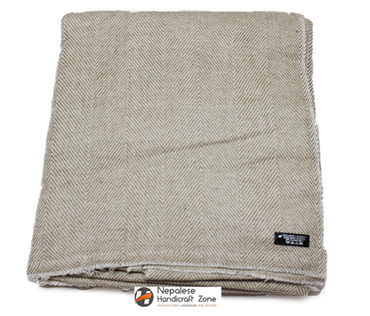 NHZ Natural Himalayan Cashmere Throw/ Blanket 54" x 108"(Herringbone Pattern) image 8