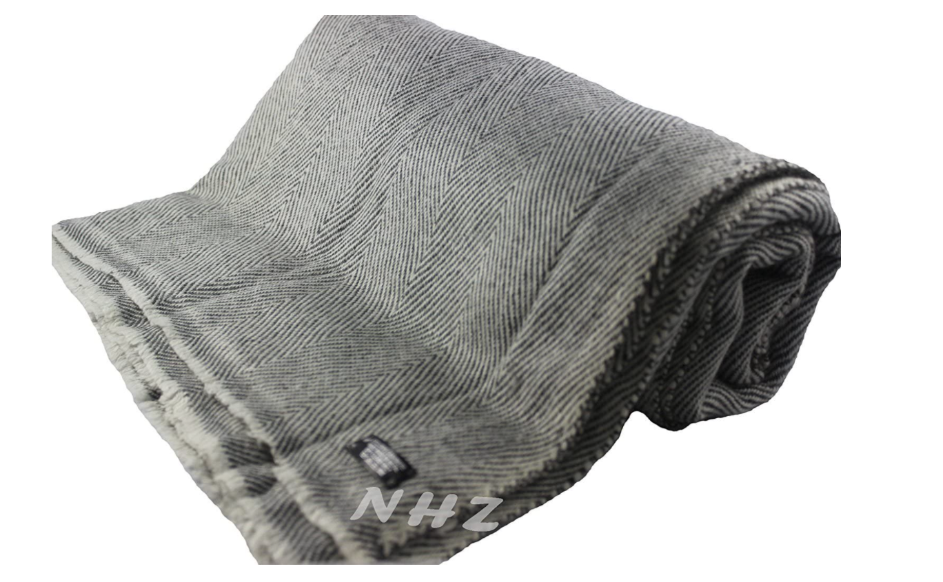 NHZ Natural Himalayan Cashmere Throw/ Blanket 54" x 108"(Herringbone Pattern) image 0