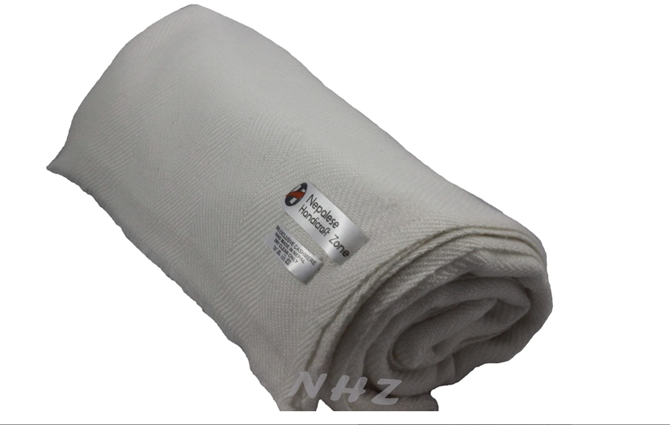 NHZ Natural Himalayan Cashmere Throw/ Blanket 54" x 108"(Herringbone Pattern) image 2