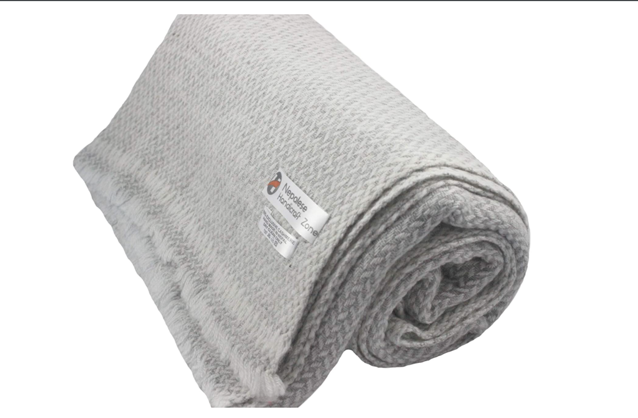 NHZ Natural Himalayan Cashmere Throw/ Blanket 54" x 108"(Maroon Chunky) image 4