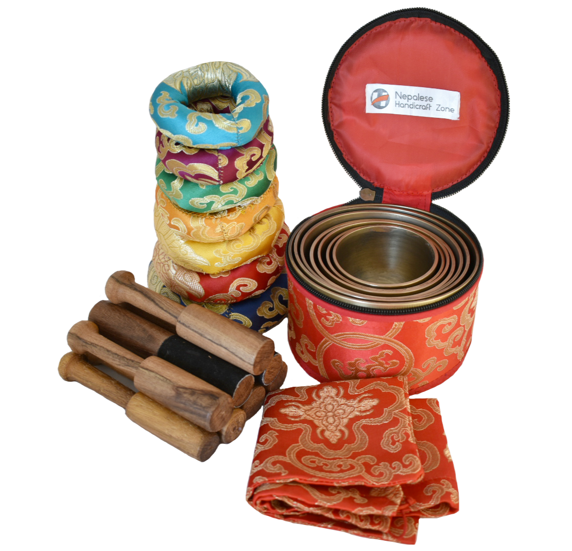 NHZ Chakra Healing Tibetan Singing Bowl Set of 7 for Meditation- Himalayan Singi image 4