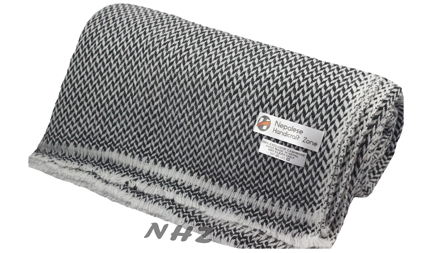 NHZ Natural Himalayan Cashmere Throw/ Blanket 54" x 108"(Pink Chunky) image 4