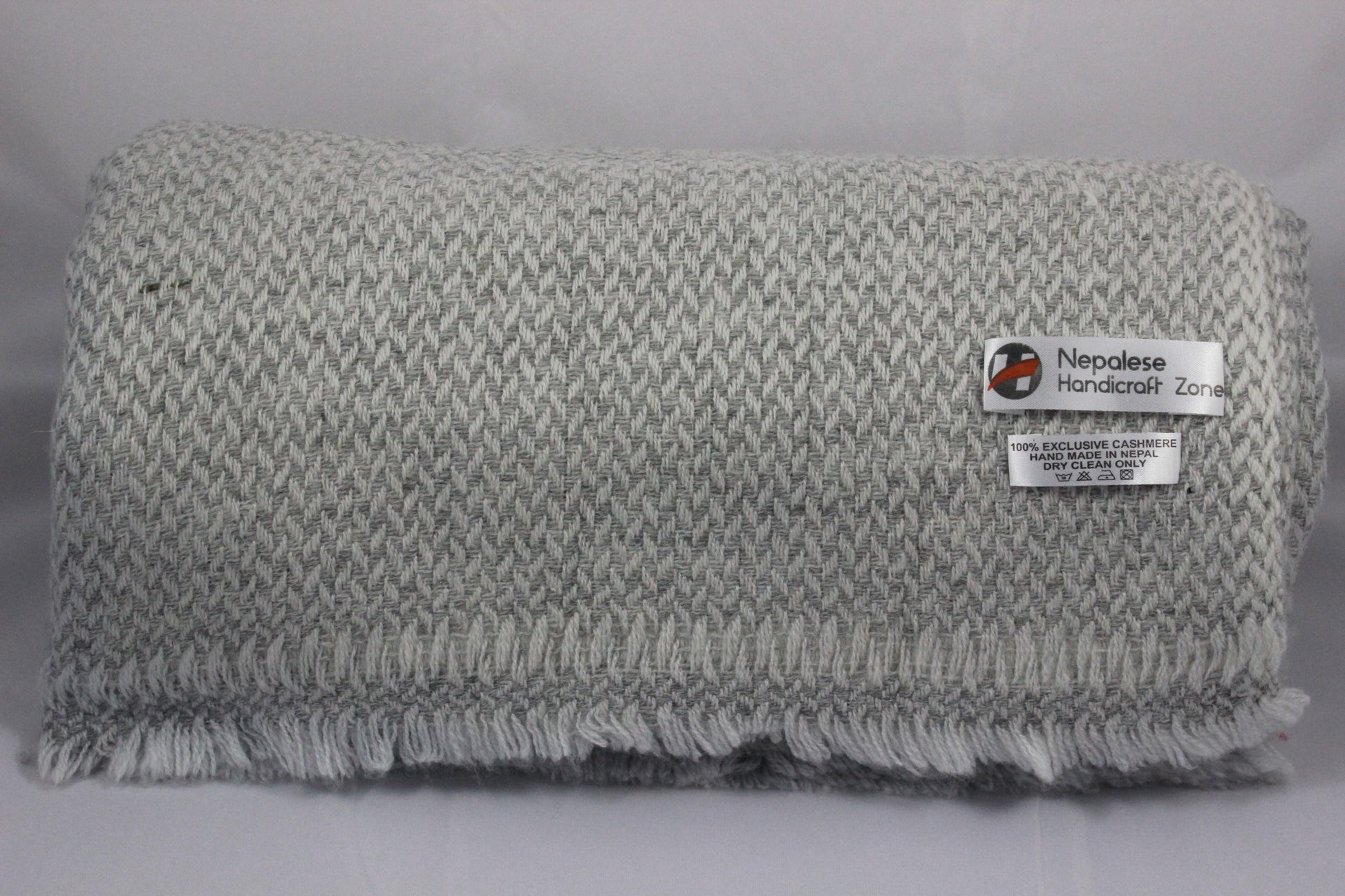 NHZ Natural Himalayan Cashmere Throw/ Blanket 54" x 108"(Ivory Chunky) image 2