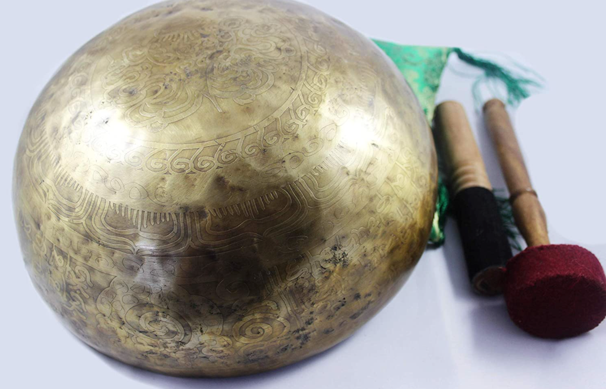 NHZ 10" Om Mandala Mantra Craved Singing Bowl image 1
