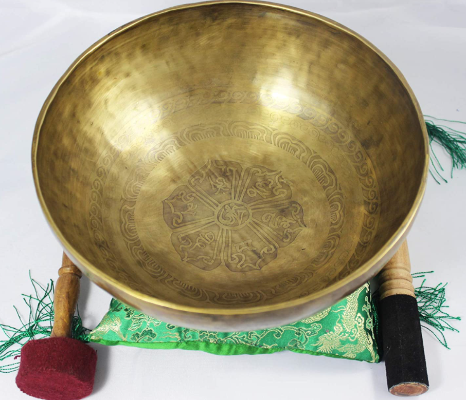 NHZ 10" Om Mandala Mantra Craved Singing Bowl image 0