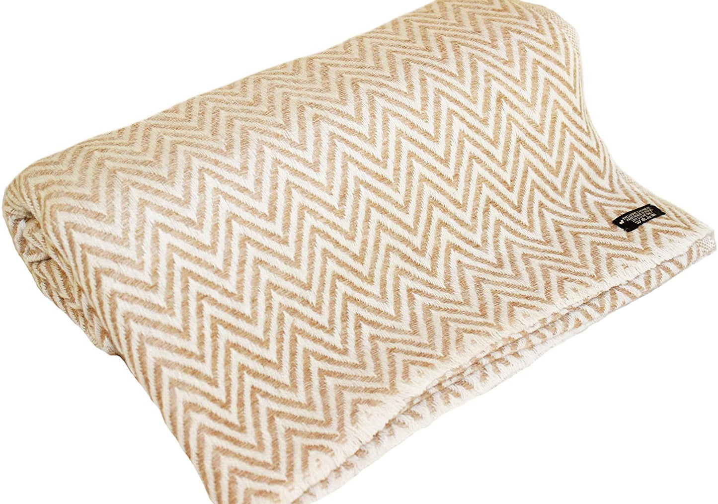 NHZ Natural Himalayan Cashmere Throw/ Blanket 54" x 108"(Chevron Pattern) image 1