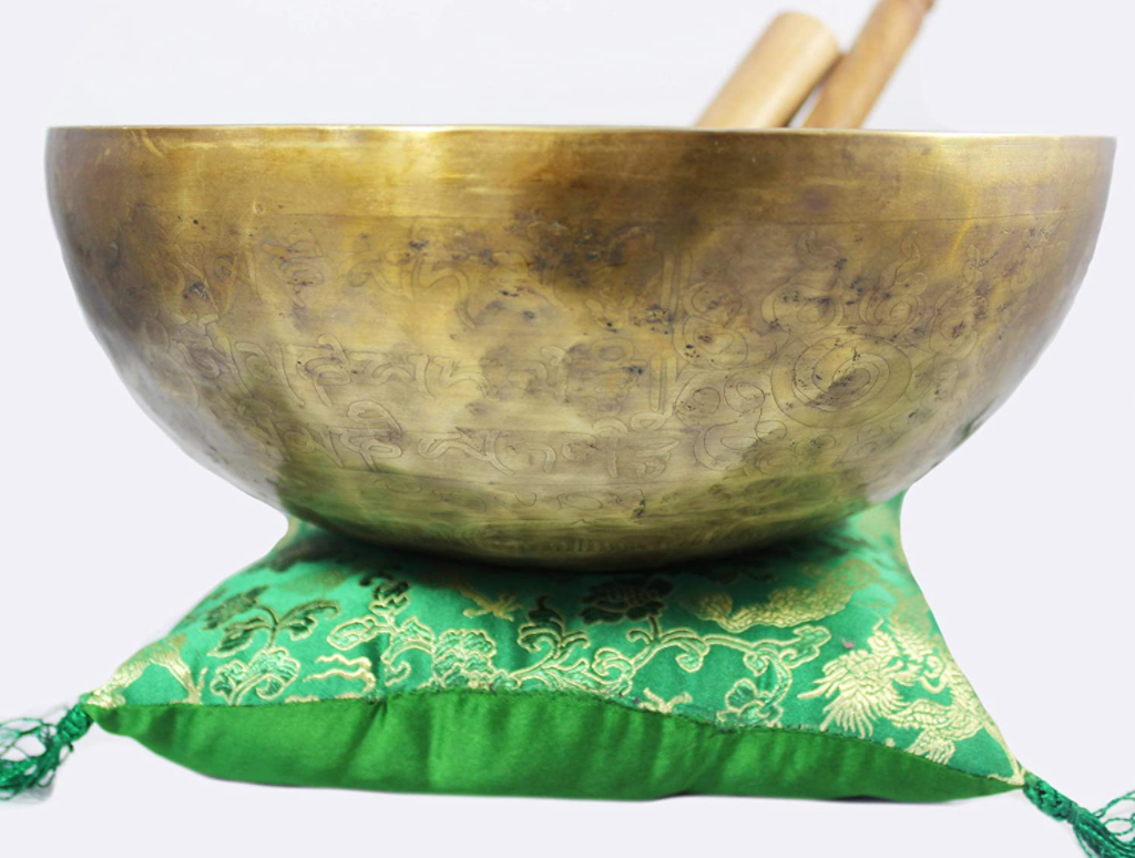 NHZ 10" Om Mandala Mantra Craved Singing Bowl image 2