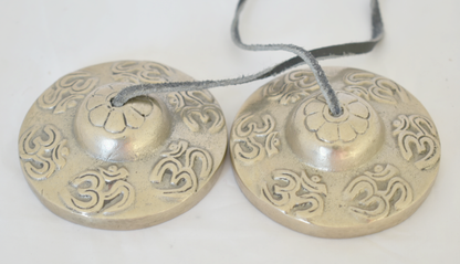 2.5" Om embossed silver NHZ Tingsha image 3