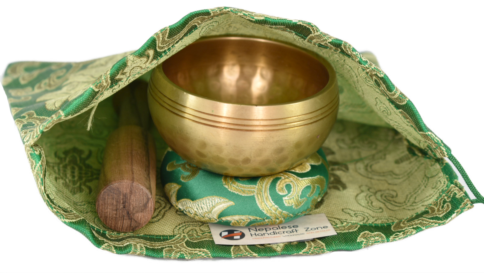 NHZ 3 Inch Meditation Yoga Singing Bowl Set With Mallet, Cushion & Brocade Bag image 3
