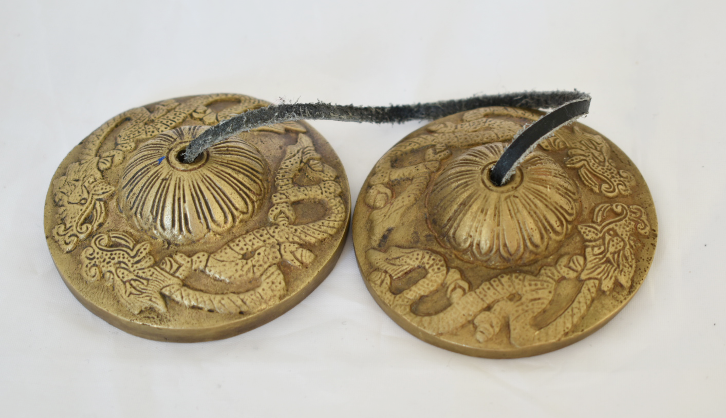 2.8" Bronze Dragon embossed NHZ Tingsha image 1