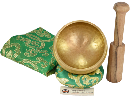 NHZ 3 Inch Meditation Yoga Singing Bowl Set With Mallet, Cushion & Brocade Bag image 0