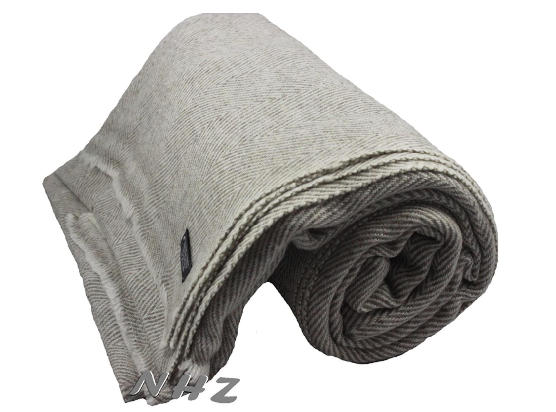 NHZ Natural Himalayan Cashmere Throw/ Blanket 54" x 108"(Herringbone Pattern) image 3